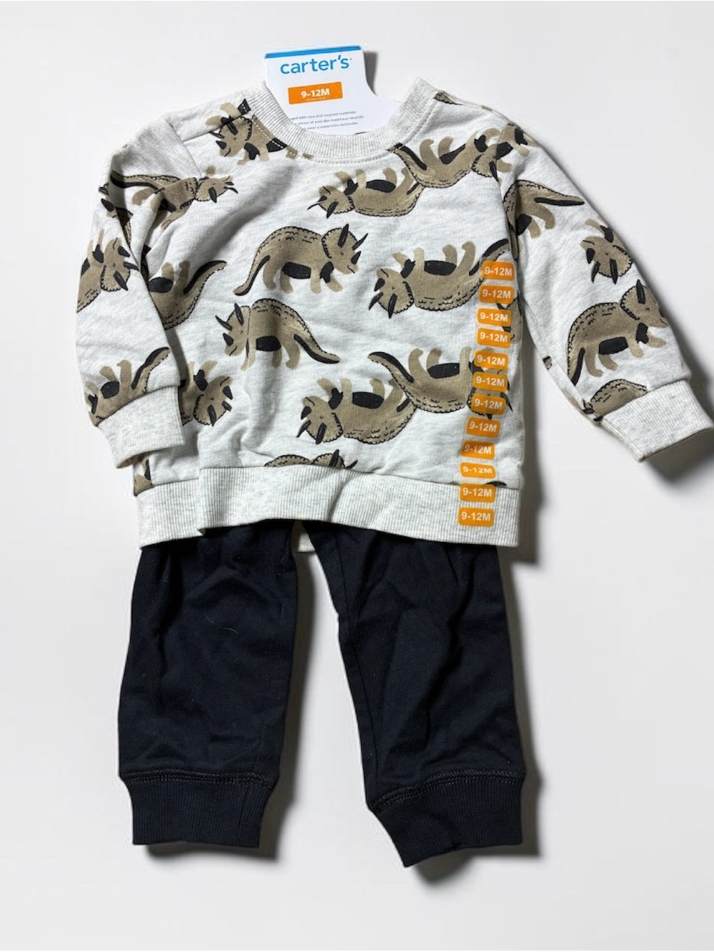 Carter's Gray Raccoon Print Sweatshirt with Navy Pants Set
